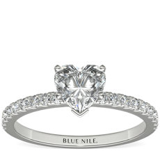 Petite Pavé Diamond Engagement Ring in 18k White Gold (0.24 ct. tw.)